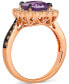 Grape Amethyst (2-1/5 ct. t.w.) & Diamond (1/2 ct. t.w.) Halo Ring in 14k Rose Gold