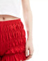 ASOS DESIGN shirred bloomer short in red