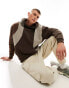 Фото #1 товара ASOS DESIGN oversized hoodie with curved blocking in brown polar fleece