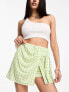 Фото #3 товара ASOS DESIGN tie skort in jersey cheesecloth in mint gingham