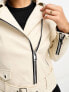 Mango faux leather biker jacket in beige 4XL - фото #11