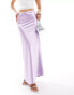 Фото #1 товара Miss Selfridge satin trim detail bias maxi skirt in lilac