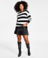 Фото #3 товара Women's Striped Fuzzy Sweater, Created for Macy's