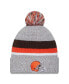 ფოტო #1 პროდუქტის Men's Heather Gray Cleveland Browns Cuffed Knit Hat with Pom