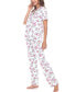 Women's Short Sleeve Pants Tropical Pajama Set, 2-Piece