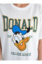 Фото #4 товара LCW Vision Bisiklet Yaka Donald Duck Baskılı Kısa Kollu Oversize Kadın Tişört