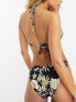 Фото #2 товара Volcom for the tide triangle bikini top in black floral print