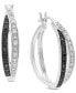 Фото #1 товара Black & White Diamond Double Crossover Small Hoop Earrings (1/6 ct. t.w.) in Sterling Silver