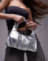 Фото #1 товара Topshop Sammie shoulder bag with pleat detail and twisted handle in silver