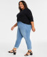 ფოტო #2 პროდუქტის Trendy Plus Size High-Rise Straight-Leg Jeans, Regular and Short Lengths, Created for Macy's