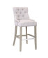 Фото #9 товара 29" Linen Tufted Buttons Upholstered Wingback Bar Stool (Set of 3)