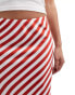 Фото #6 товара ASOS DESIGN 90's length satin skirt in red stripe print