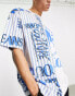 Versace Jeans Couture splice print oversized t-shirt in white