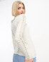 Weekday Braid cut out long sleeve top in off-white