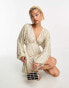 Фото #3 товара ASOS DESIGN embellished smock mini dress with gold linear embellishment