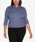 ფოტო #1 პროდუქტის Black Label Plus Size Ribbed Quarter-Zip Sweater