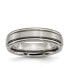 Фото #1 товара Titanium Satin and Polished Grooved Edge Wedding Band Ring