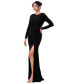 Women's Ruched Long-Sleeve Slit Gown