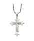 Фото #1 товара Chisel polished and Laser Cut Cross Pendant on a Rope Chain Necklace