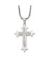 ფოტო #1 პროდუქტის Polished and Laser Cut Cross Pendant on a Rope Chain Necklace