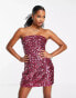 Фото #8 товара Forever New Petite structured bandeau sequin mini dress in pink and red mix