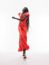 Фото #1 товара Topshop angel sleeve v neck maxi dress in red