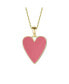 ფოტო #1 პროდუქტის Children's 14k Gold Plated with Rich Magenta Enamel Elongated Heart Pendant Necklace