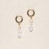 ფოტო #1 პროდუქტის 18K Gold Plated Freshwater Pearl with Moonstone - Emi Earrings For Women