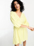 Фото #5 товара River Island puff sleeve tie back smock mini dress in yellow