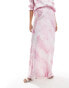 Style Cheat satin maxi skirt in pink smudge print co-ord