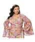 ფოტო #1 პროდუქტის Plus Size Cropped Long Bell Sleeve Wrap Top