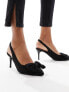 New look satin bow slingback heeled shoe in black