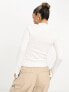 River Island rib top with frilled sleeve in white 44 - фото #5