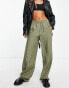 Mango straight leg linen trouser in khaki