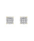 ფოტო #2 პროდუქტის Round Cut Natural Diamond (0.31 cttw) 14k Yellow Gold Earrings Rounded Square Design