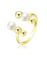 ფოტო #1 პროდუქტის Sterling Silver 14K Gold Plated and 5MM Fresh Water Pearl Modern Ring