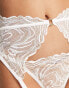 Фото #8 товара ASOS DESIGN Bridal metallic swirl lace suspender belt in white