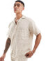 Фото #1 товара Jack & Jones Premium co-ord revere collar linen mix shirt in beige check