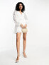 Фото #8 товара ASOS DESIGN lace insert belted mini dress with button detail in white