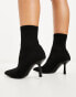 ASOS DESIGN Wide Fit Rosetta kitten heel sock boots in black