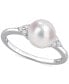 Cultured Freshwater Pearl (7-1/2mm) & Cubic Zirconia Ring in Sterling Silver