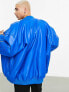 ASOS DESIGN extreme oversized leather look bomber jacket in cobalt blue