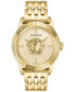 ფოტო #1 პროდუქტის Men's Swiss V-Code Gold Ion Plated Bracelet Watch 43mm