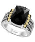 ფოტო #1 პროდუქტის Eclipse by EFFY® Onyx Statement Ring in Sterling Silver & 18k Gold
