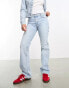 Фото #2 товара COLLUSION x008 rigid puddle flare jeans co-ord in light blue