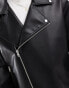 ASOS DESIGN faux leather oversized biker jacket in black