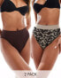 Фото #1 товара ASOS DESIGN 2 pack brief in chocolate & leopard print