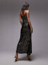 Фото #3 товара Topshop animal sequin maxi dress in black and gold