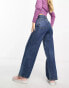 ASOS DESIGN Hourglass wide leg dad jeans in dark blue Синий, W24 L32 - фото #3