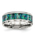 ფოტო #1 პროდუქტის Stainless Steel Blue Imitation Opal Inlay 8mm Band Ring
